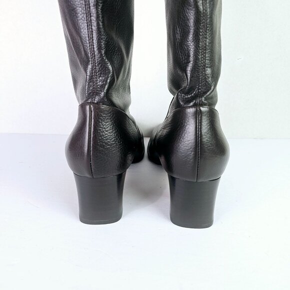 Prevata Tall Brown Nappa Leather Block Heel Pull-on Boot, Italy, $485 MSRP, Sz 9 - Picture 10 of 12